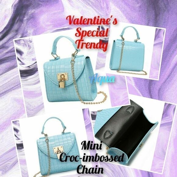 GIRLS 1ST BAG NWT Trendy mini croc-embosed bag - Picture 2 of 12